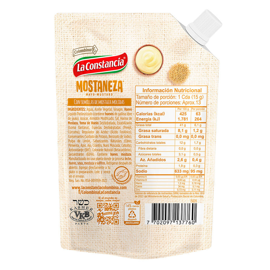 Mostaneza Mayo Mustard - La Constancia de COLOMBINA (190 grs.)