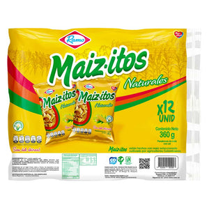 Ramo Maizitos Natural - Flavor  360g  12 pack - Corn chips  12 units Pasabocas de maiz con sal