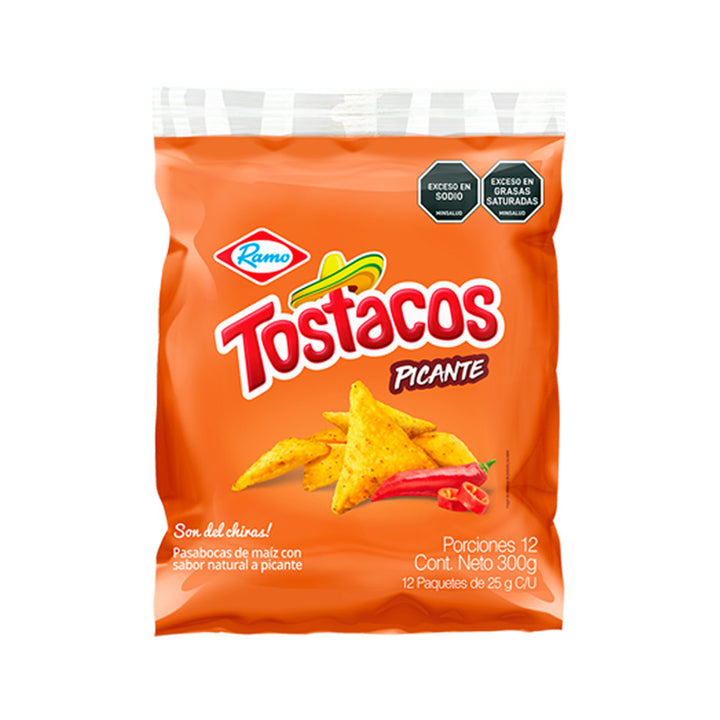 Tostacos Sabor a picante  12 und x 25g c-u 10.58 oz  importados de Colombia