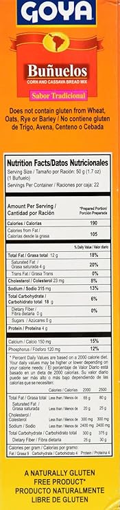 Buñuelos sabor tradicional Mezcla de maíz y casabe GOYA 14.11 oz (400 grs)