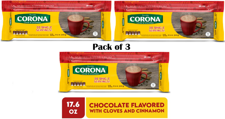 CORONA Chocolate Canela y Clavo 500 gr. - Hot Chocolate Cloves & Cinnamon - 3 PacK