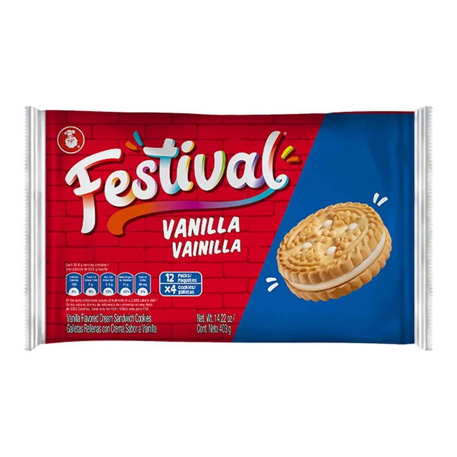 Galletas rellenas de crema sabor a vainilla Festival NOEL (14.2 oz / 403 grs)