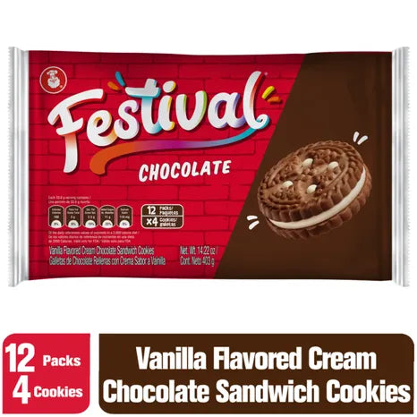 Galletas de Chocolate rellenas de crema Festival NOEL (14.2 oz)