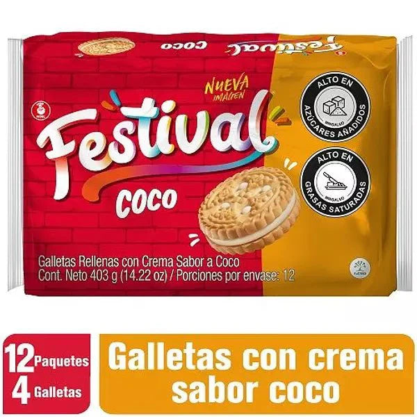 Cookies filled with coconut flavor cream Festival NOEL (14.21 oz / 403 grs)