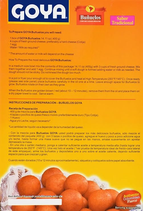 Buñuelos sabor tradicional Mezcla de maíz y casabe GOYA 14.11 oz (400 grs)