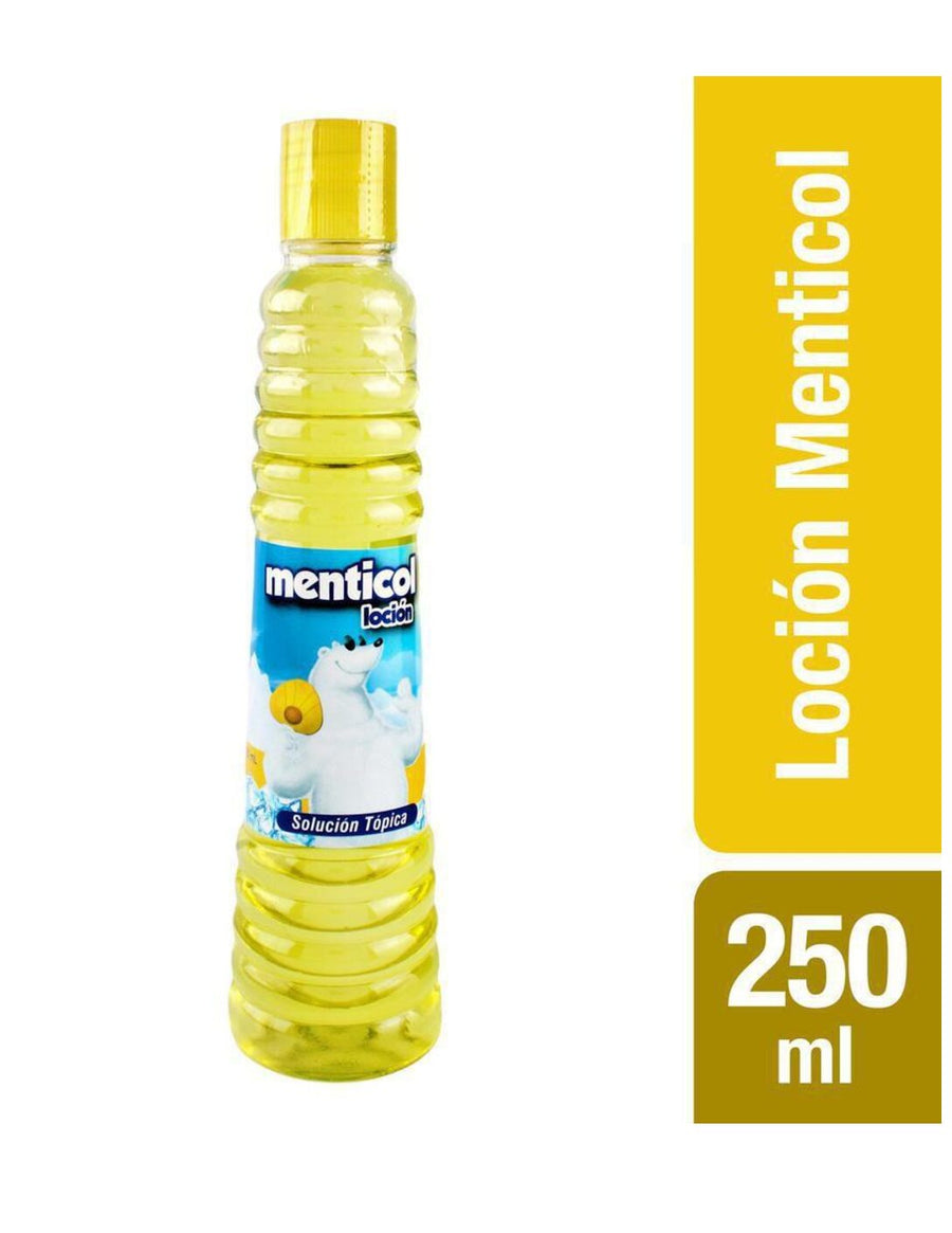 Menticol loción Refrescante Amarillo Botella x 250 ml (8.45 fl. oz) 1 unidad