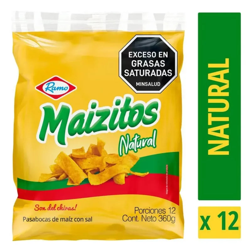 Ramo Maizitos Natural - Flavor  360g  12 pack - Corn chips  12 units Pasabocas de maiz con sal