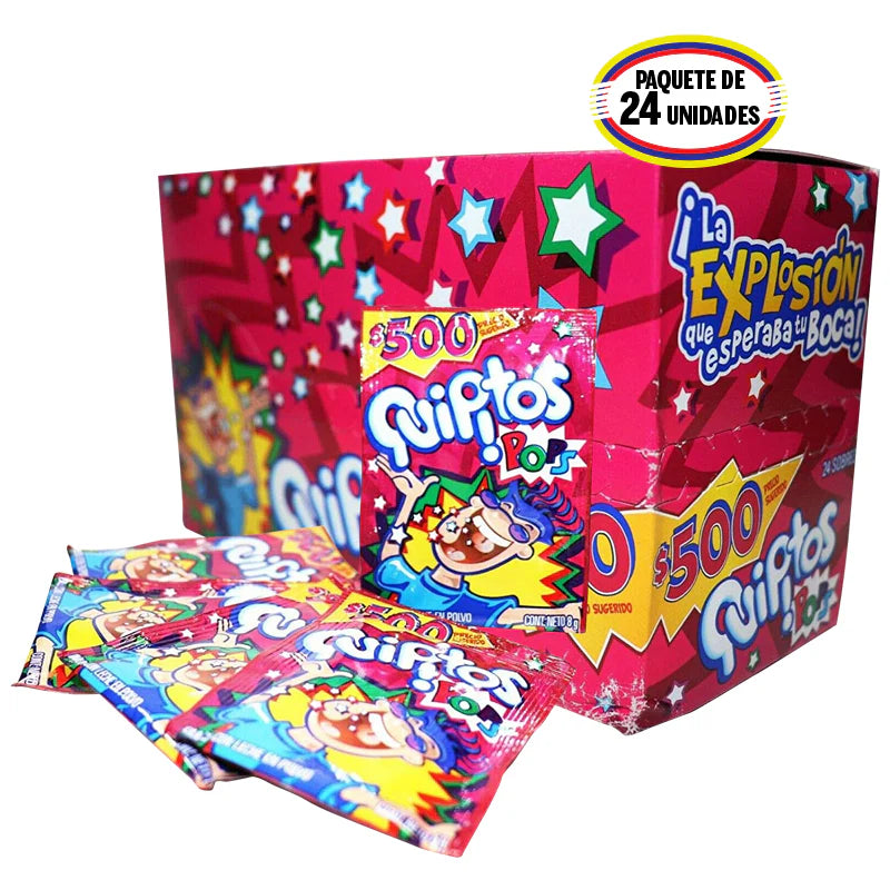 QUIPITOS  Caramelos Pops con leche en polvo  (24 unidades x 8 grs.)