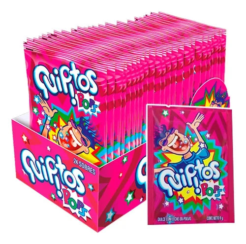 QUIPITOS  Caramelos Pops con leche en polvo  (24 unidades x 8 grs.)