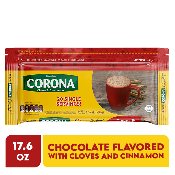 Chocolate de mesa con azúcar sabor a clavo y canela CORONA (17.6 oz / 500 grs.)