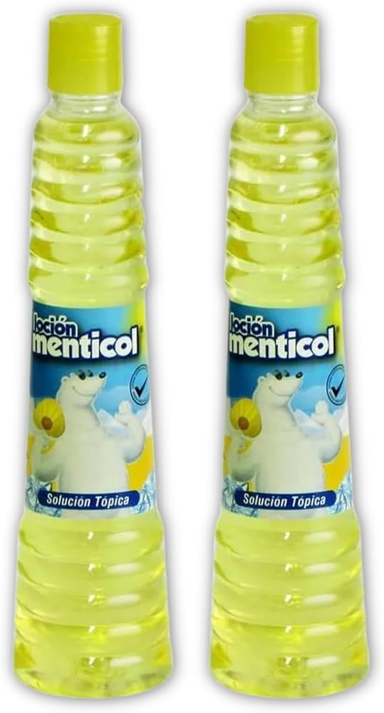 Menticol loción Refrescante Amarillo Botella x 130 ml (4.39 fl. oz) 2 unidades