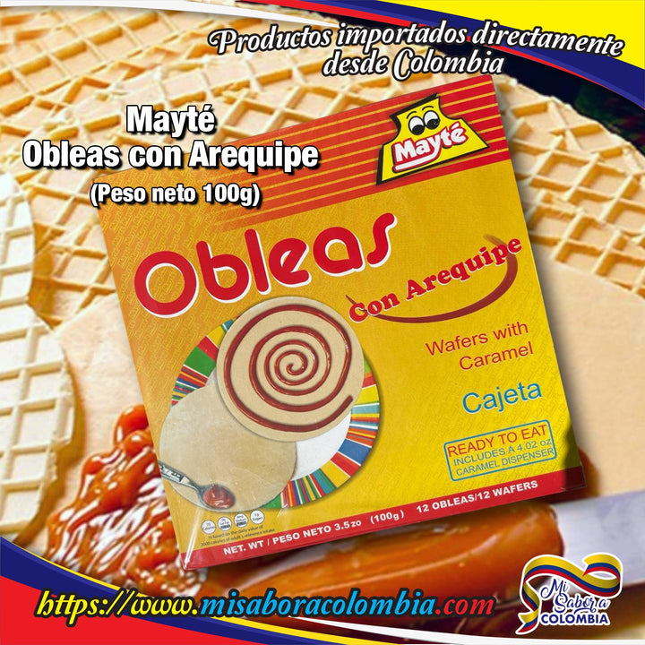 Obleas Mayte con Arequipe 3.5 oz (100g) 12 Obleas/12 Wafer