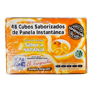 Cubos saborizados de panela instantánea sabor naranja EL TRAPICHE (48 cubos / 320 grs)