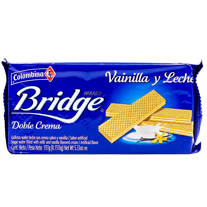 Galleta wafer Bridge vainilla y leche de COLOMBINA (5.53 Oz. / 151 grs.)