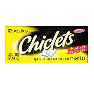 Goma de mascar sabor a menta Chiclets Adams (empaque 20 cajas de 17,4 grs c/u) 
