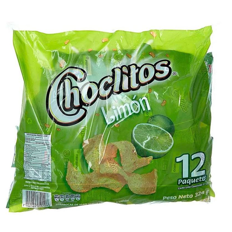 Pasabocas Choclitos limón x 12 unidades x 27 grs c/u