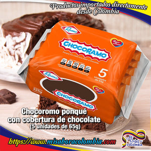 Tajada de ponqué cubierta con chocolate Chocoramo (5 unidades x 65 grs)