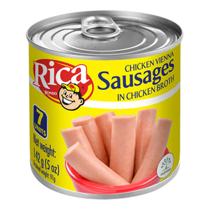 Salchichas viena de pollo RICA RONDO (142 grs), lata de 7 unidades