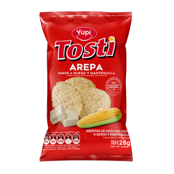 Tosti Arepa sabor a queso y mantequilla Yupi 