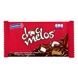 Vanilla flavor marshmallows covered with Chocmelos chocolate (133 grs)