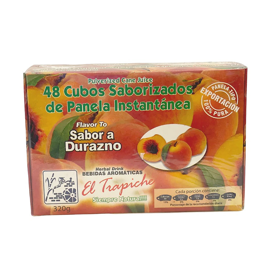 Cubos saborizados de panela instantánea durazno EL TRAPICHE (48 cubos / 320 grs)