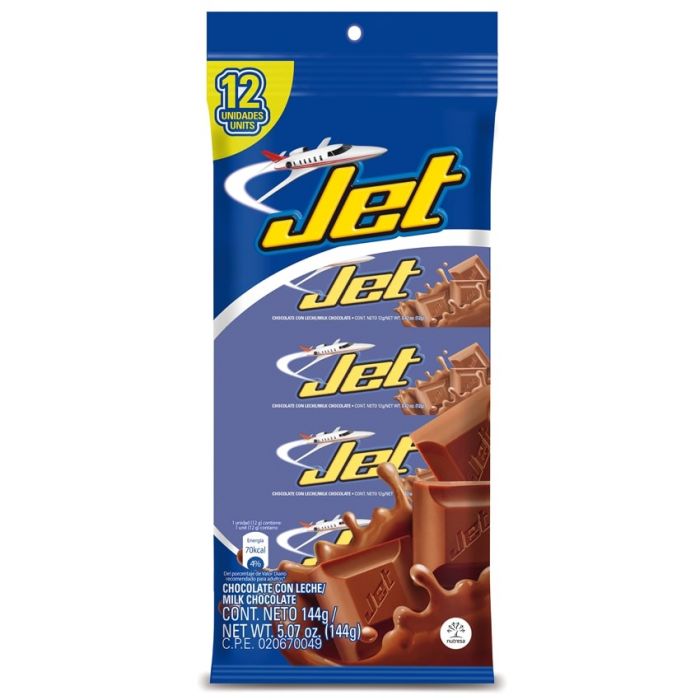 Chocolate de leche JET Pack - 12 unidades (120 grs / 4.22 oz c/u)