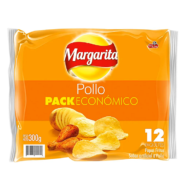 Papas Margarita sabor a PolloPapas Fritas sabor a pollo MARGARITA pack de 12 (300 gramos) 