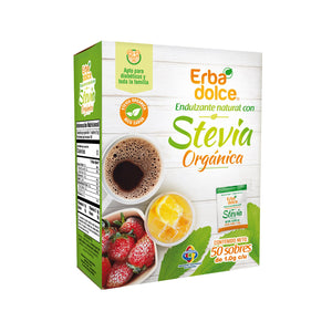 Endulzante natural Stevia Orgánica en polvo Erba Dolce 50 sobres (50 grs)